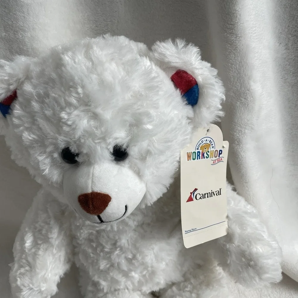 Build A Bear Carnival Cruise Ship Plush Bear Logo Red & White Stuffed Animal
